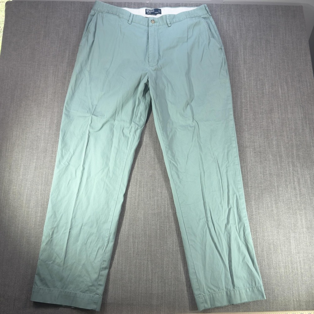 Polo Ralph Lauren Pants Mens 38x30 Green Chino Regular Fit Straight Casual